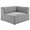 Modway Bartlett Channel Tufted Upholstered Sectional, Right-Arm Chair, Light Gray