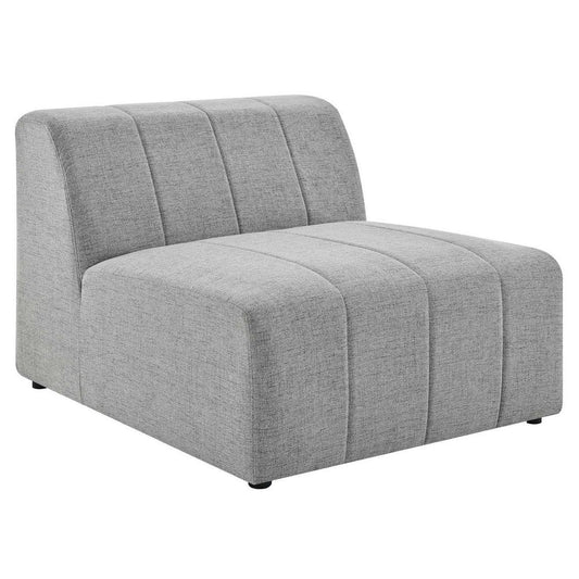 Modway Bartlett Channel Tufted Upholstered Sectional, Armless Chair, Light Gray