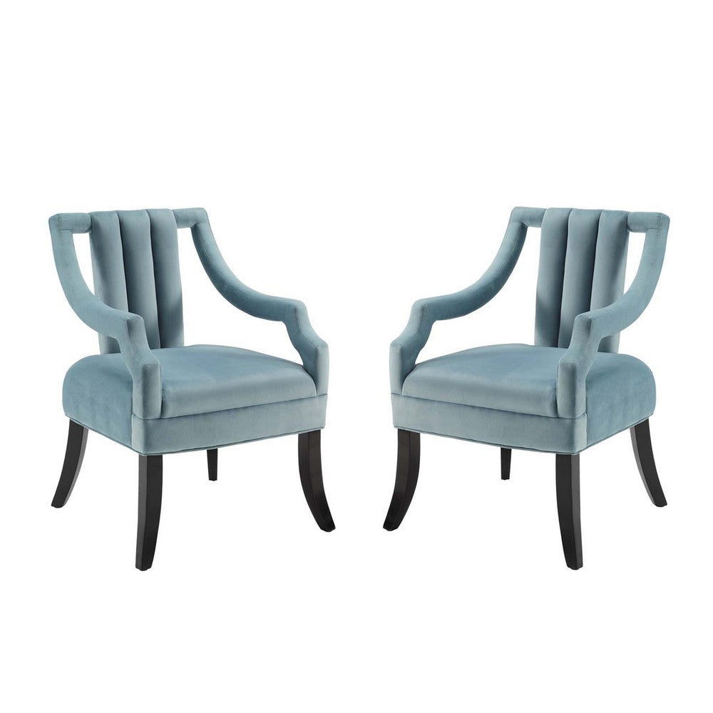 Modway Harken Accent Chair Performance Velvet Set of 2, Light Blue