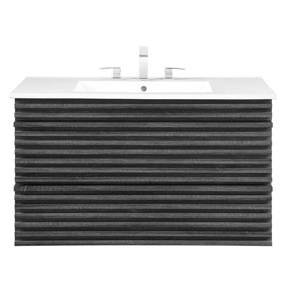 Modway Render 36’’ Wall-Mount Bathroom Vanity in Charcoal White