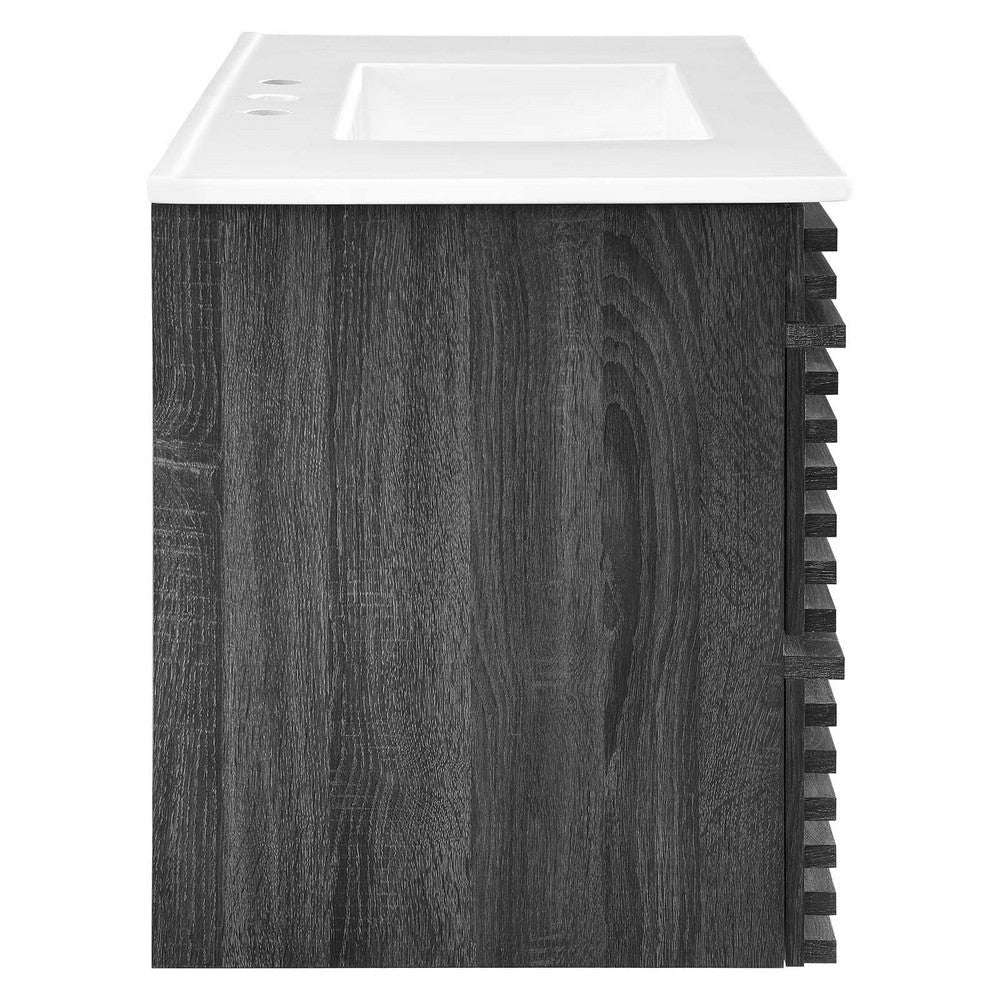 Modway Render 36’’ Wall-Mount Bathroom Vanity in Charcoal White