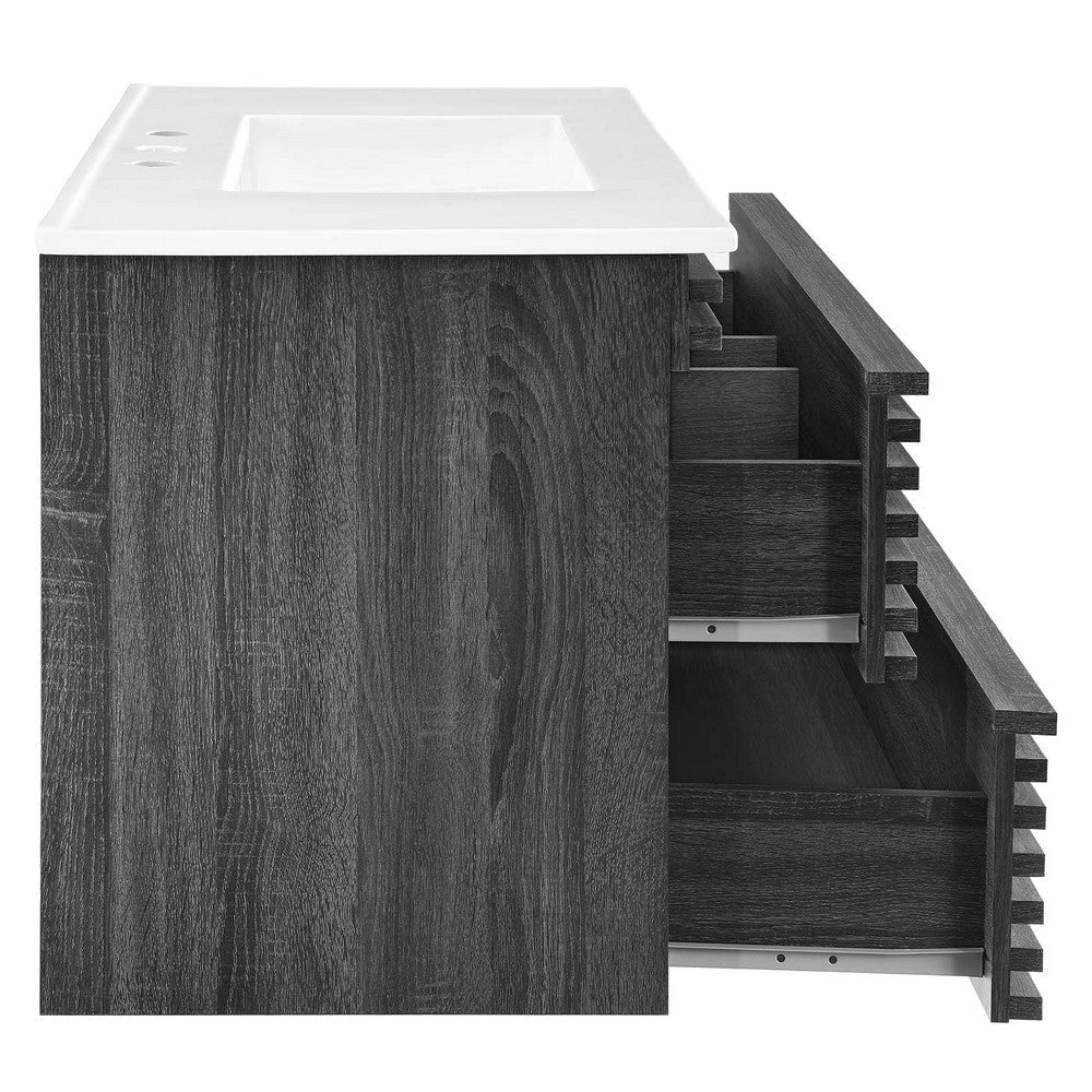 Modway Render 36’’ Wall-Mount Bathroom Vanity in Charcoal White