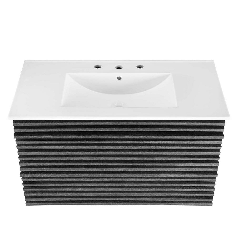 Modway Render 36’’ Wall-Mount Bathroom Vanity in Charcoal White