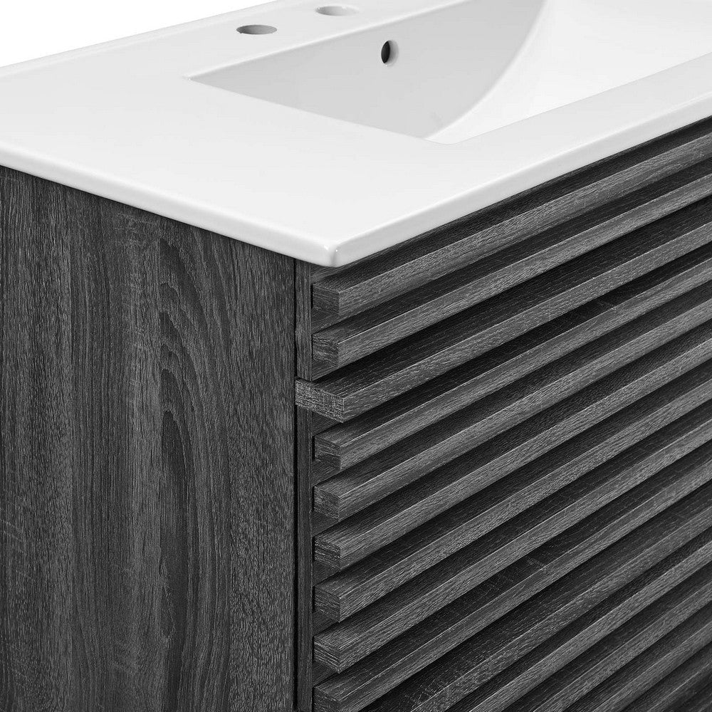 Modway Render 36’’ Wall-Mount Bathroom Vanity in Charcoal White