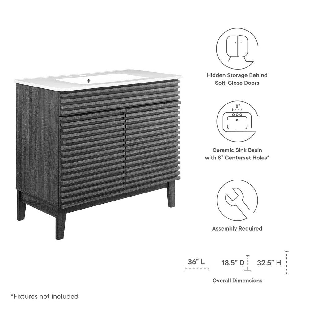 Modway Render 36’’ Bathroom Vanity in Charcoal White