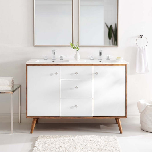 Transmit 48" Double Sink Bathroom Vanity by Modway| White