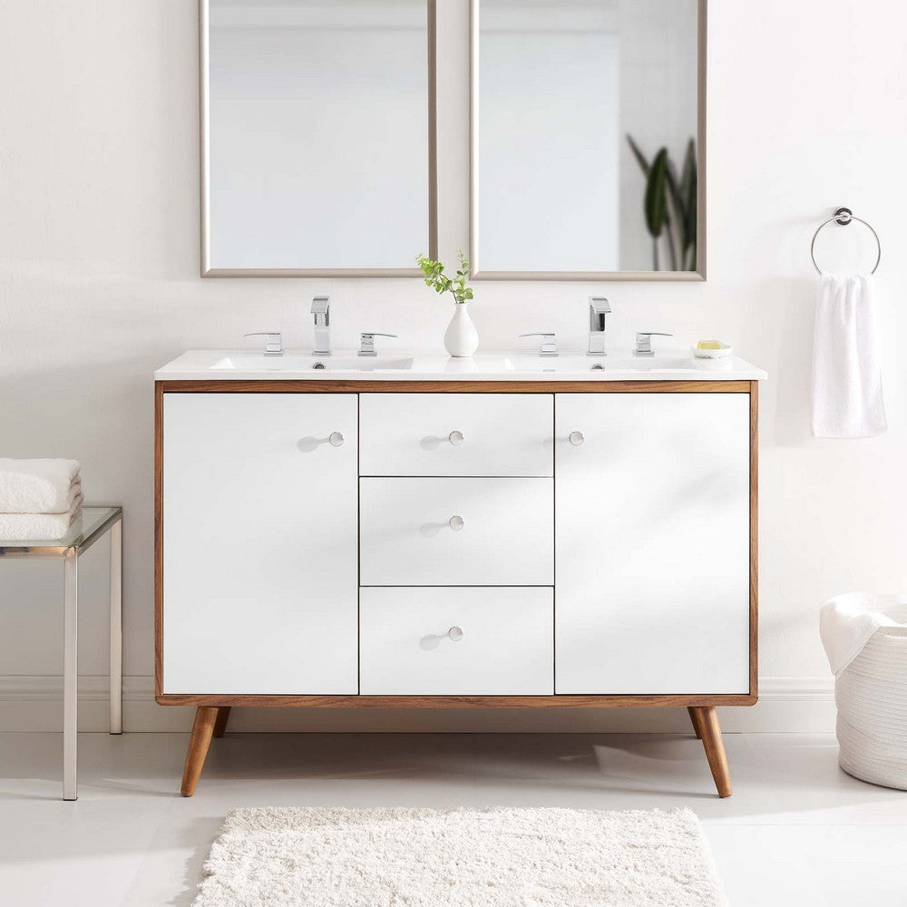 Transmit 48" Double Sink Bathroom Vanity by Modway| White
