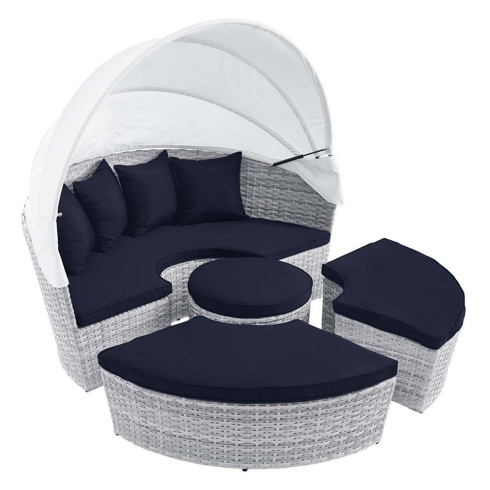 Modway EEI-4442-LGR-NAV Scottsdale Canopy Outdoor Patio Light Gray Navy Daybed MDY-EEI-4442-LGR-NAV