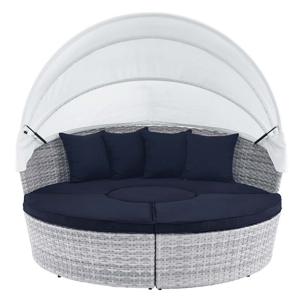 Modway EEI-4442-LGR-NAV Scottsdale Canopy Outdoor Patio Light Gray Navy Daybed MDY-EEI-4442-LGR-NAV