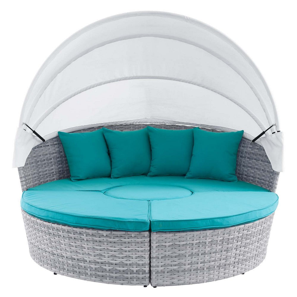 Modway EEI-4443-LGR-ARU Scottsdale Canopy Sunbrella Outdoor Patio Light Gray Aruba Daybed MDY-EEI-4443-LGR-ARU