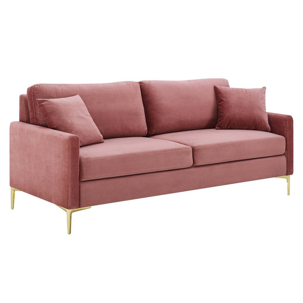 Modway Juliana Performance Velvet Upholstered Sofa in Dusty Rose