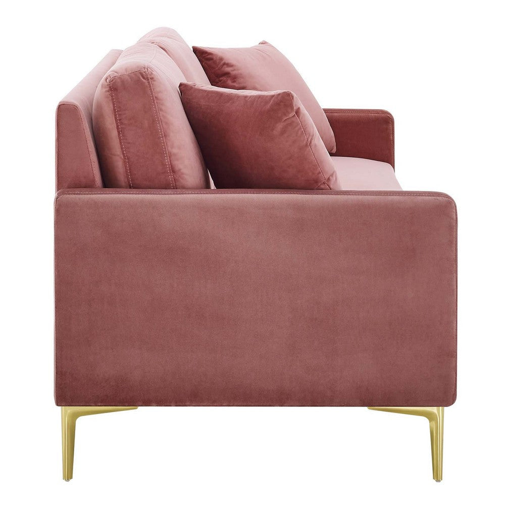 Modway Juliana Performance Velvet Upholstered Sofa in Dusty Rose MDY-EEI-4447-DUS