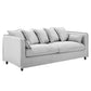 Modway Avalon Fabric Upholstered Slipcover Sofa in Light Gray