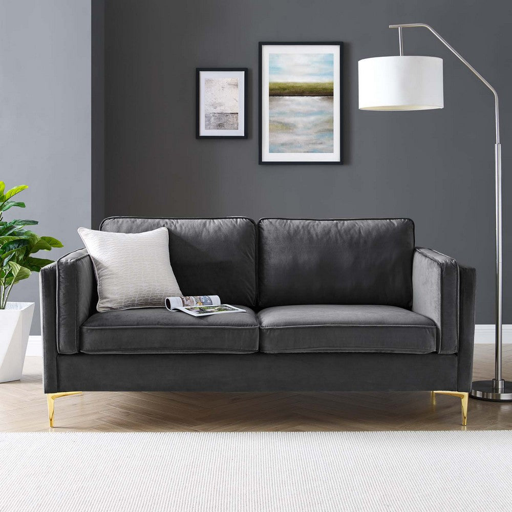 Kaiya Performance Velvet Sofa by Modway| Brown