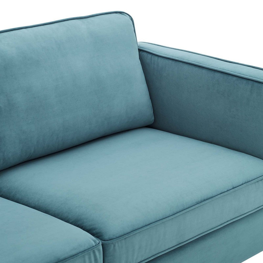 Modway Kaiya Performance Velvet Sofa 32 x 71 x 33.5 Sea Blue MDY-EEI-4453-SEA