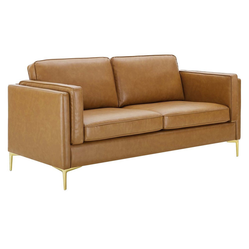 Modway Kaiya Upholstered Vegan Leather Sofa, 32 x 71 x 33.5, Tan