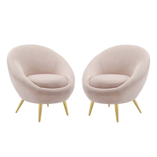 Modway Circuit Performance Velvet Set of 2, Two Accent Chairs, Pink