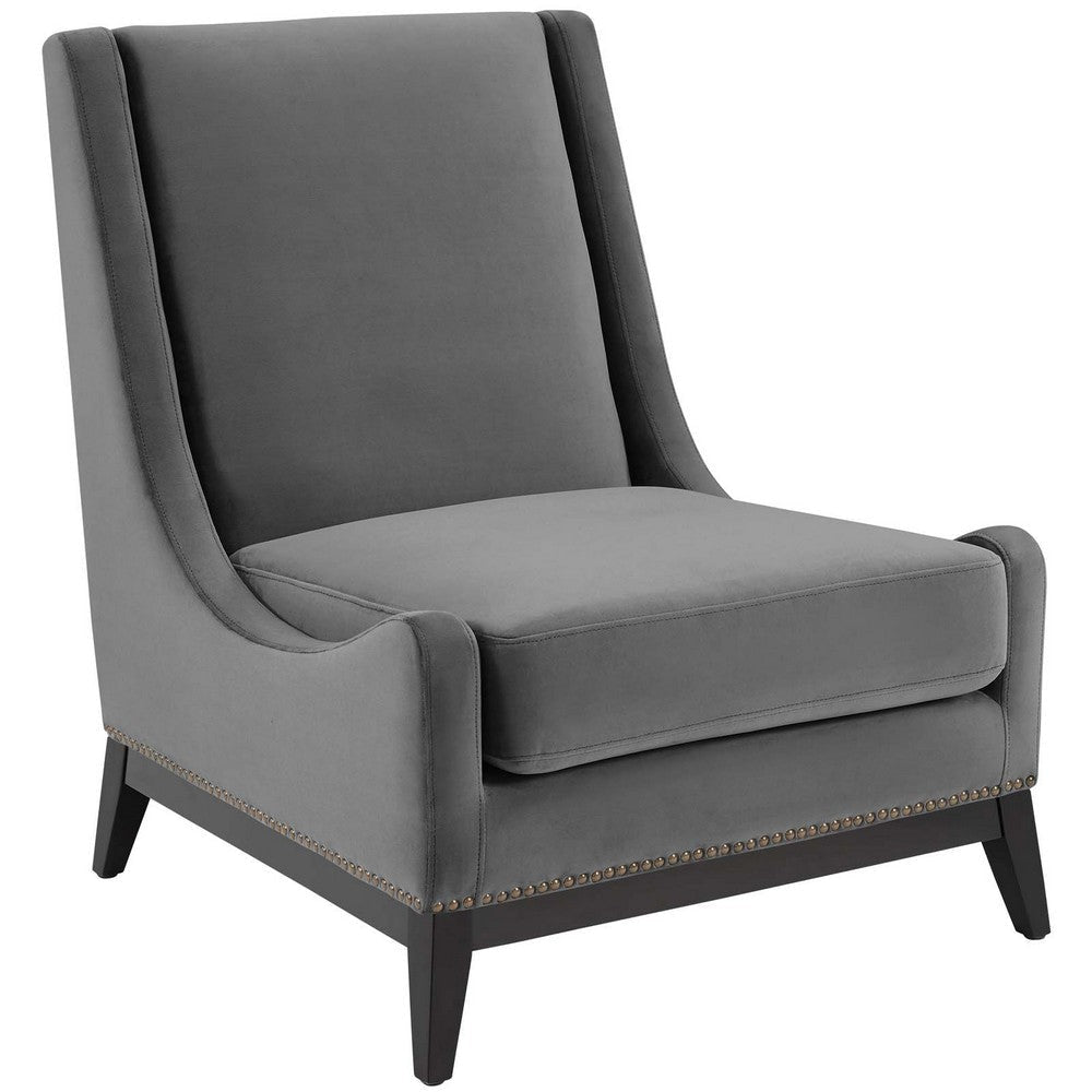 Modway Confident Upholstered Performance Velvet Set of 2 Two Lounge Chairs Gray MDY-EEI-4487-GRY