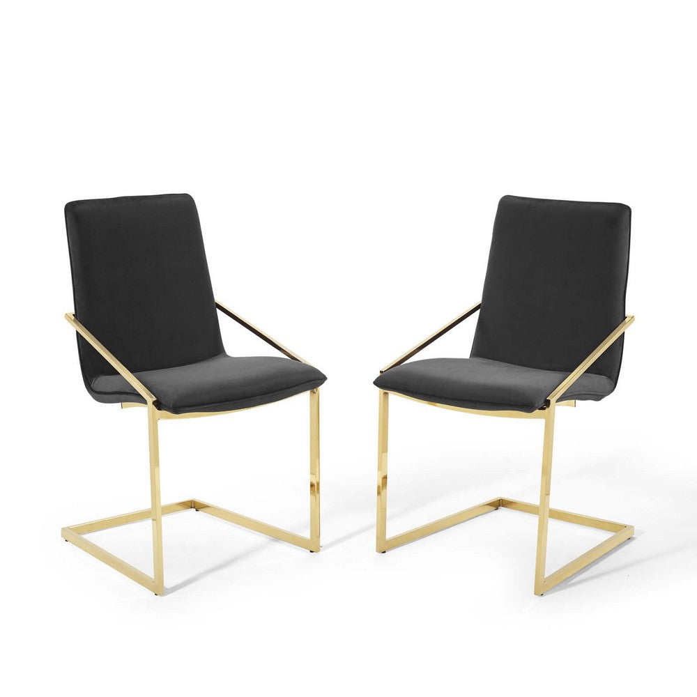 Pitch Performance Velvet Dining Armchair Set of 2 by Modway| Black