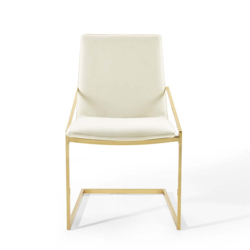 Modway Pitch Performance Velvet Armchair 2 pcs - Dining Chairs Gold Ivory MDY-EEI-4488-GLD-IVO