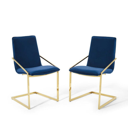 Modway Pitch Performance Velvet Armchair, 2 pcs - Dining Chairs, Gold Navy