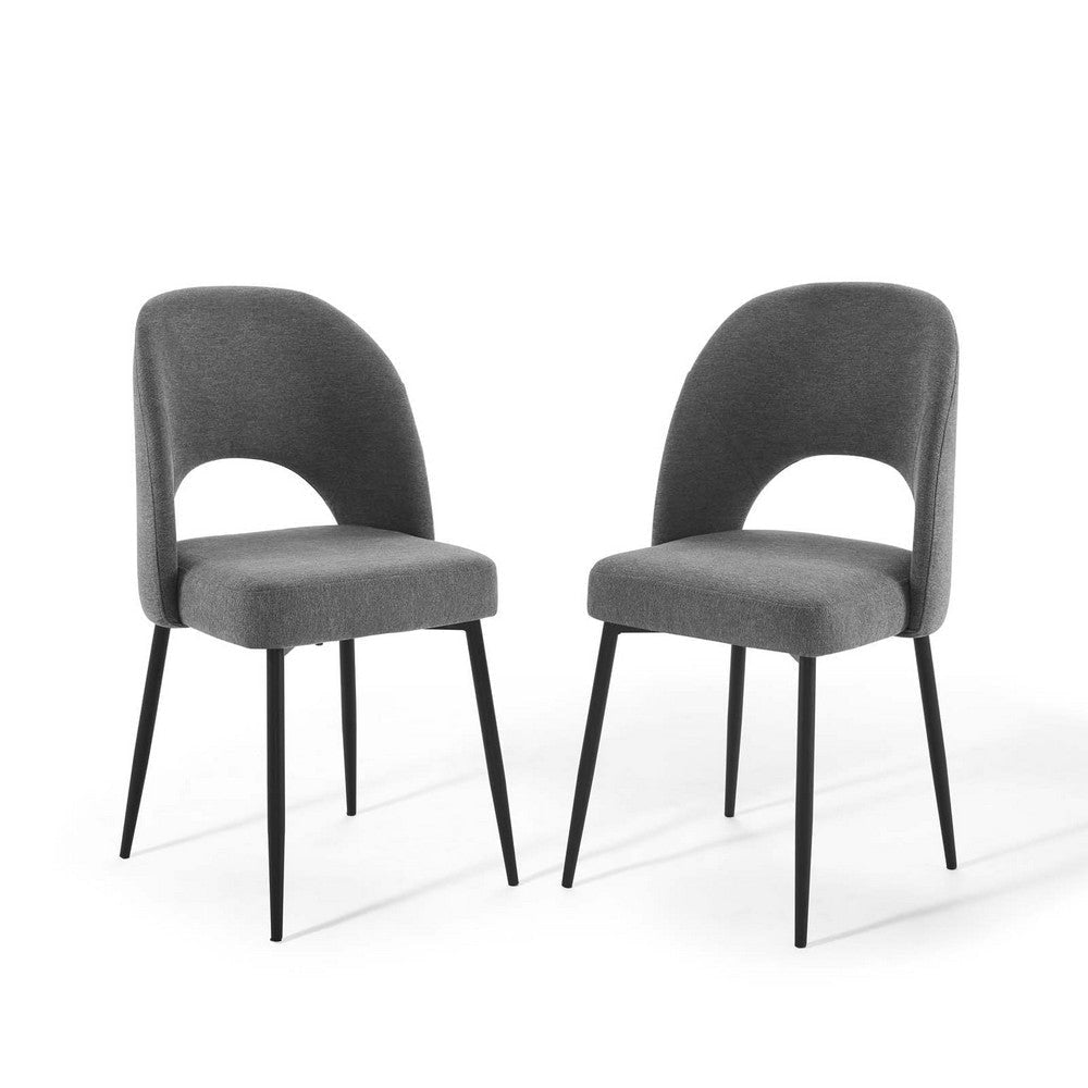 Modway Rouse Upholstered Fabric Side Set of 2 in Black Charcoal, 2 pcs-Dining Chairs