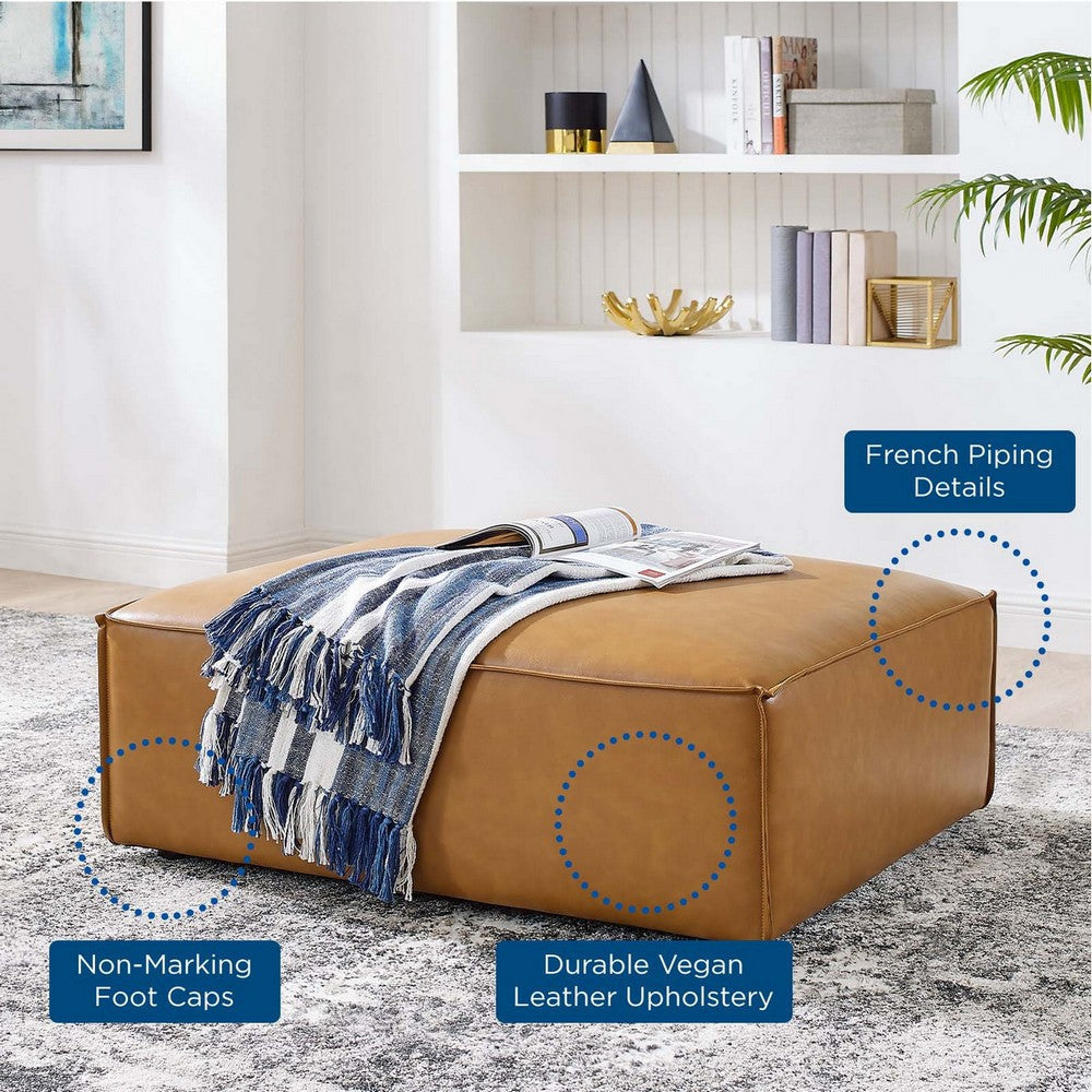 Restore Vegan Leather Ottoman - No Shipping Charges MDY-EEI-4496-TAN