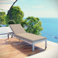 Modway EEI-4502-SLV-BEI Shore Outdoor Patio Aluminum Chaise with Cushions Silver Beige MDY-EEI-4502-SLV-BEI