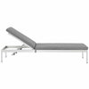 Modway EEI-4502-SLV-GRY Shore Outdoor Patio Aluminum Chaise with Cushions Silver Gray MDY-EEI-4502-SLV-GRY