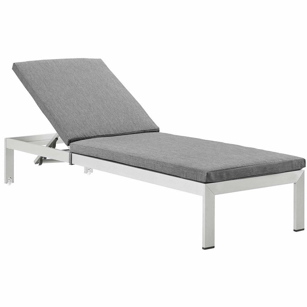 Modway EEI-4502-SLV-GRY Shore Outdoor Patio Aluminum Chaise with Cushions, Silver Gray