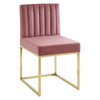 Modway Carriage Channel Tufted Sled Base Performance Dining Chair Set of 2 Gold Dusty Rose MDY-EEI-4507-GLD-DUS