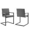 Modway Savoy Vegan Leather Dining Chair Set of 2, Gray