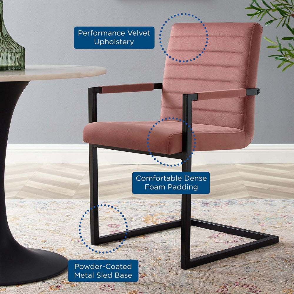 Savoy Performance Velvet Dining Chairs Set of 2 by Modway| Red