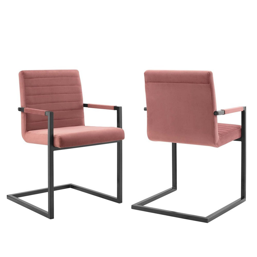 Savoy Performance Velvet Dining Chairs Set of 2 by Modway| Red