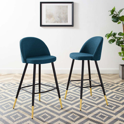 Cordial Fabric Bar Stools Set of 2 by Modway| Blue