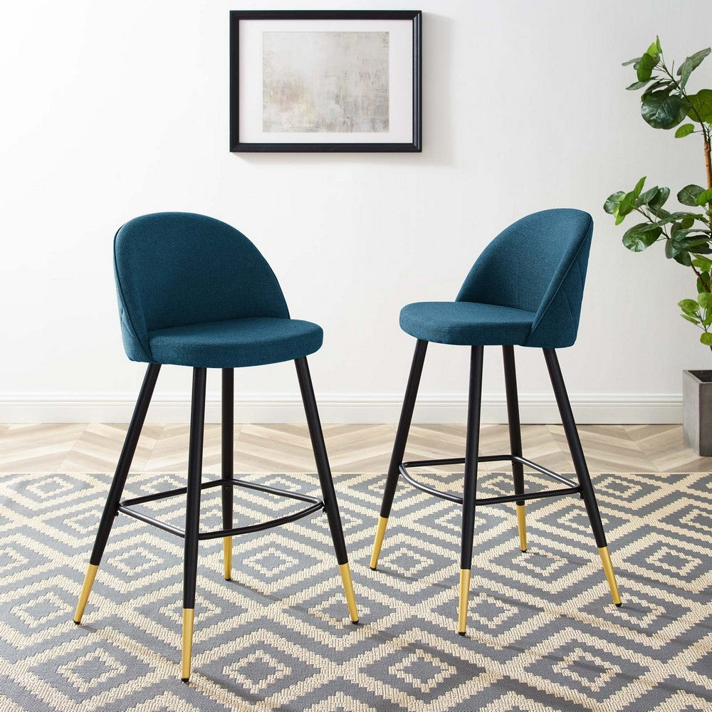 Cordial Fabric Bar Stools Set of 2 by Modway| Blue