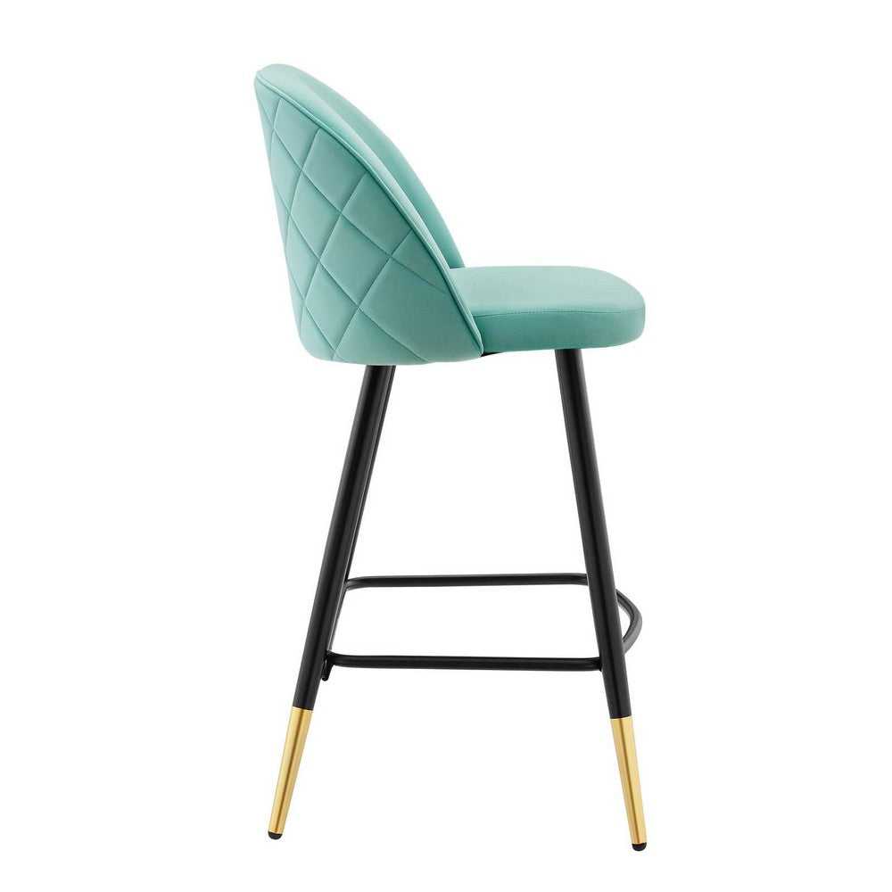 Cordial Performance Velvet Counter Stools Set of 2 by Modway| Green