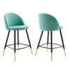 Cordial Performance Velvet Counter Stools Set of 2 by Modway| Green