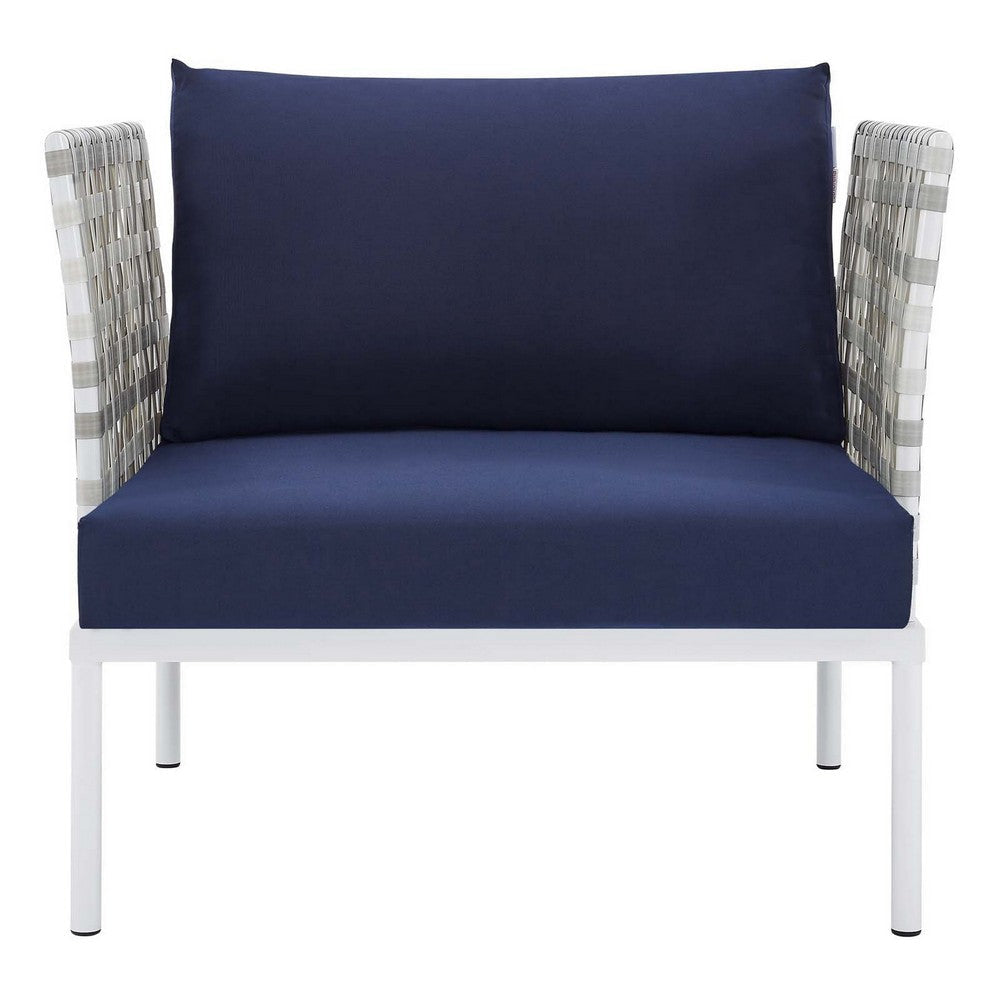 Modway Harmony Outdoor Patio Aluminum Armchair Taupe Navy MDY-EEI-4541-TAU-NAV