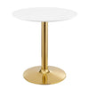 Modway Verne Round Modern 28" Dining Table in Gold White