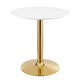 Modway Verne Round Modern 28" Dining Table in Gold White