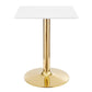 Modway Verne Modern Square 24" Dining Table in Gold White