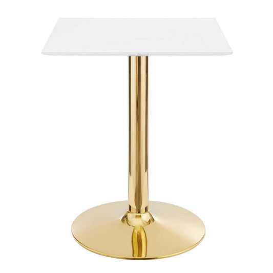 Modway Verne Modern Square 24" Dining Table in Gold White