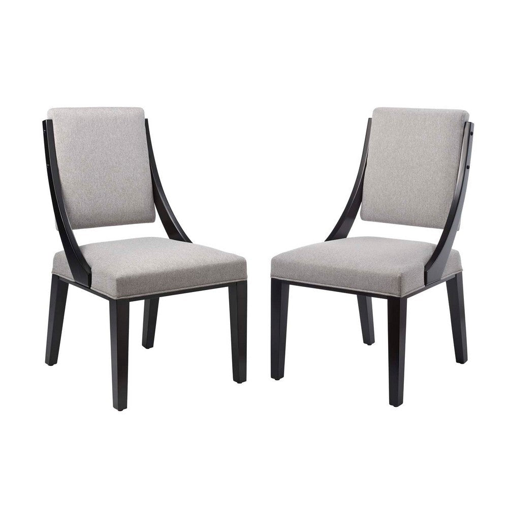 Modway Cambridge Upholstered Fabric Dining Side Chairs in Light Gray-Set of 2