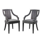 Modway Moxie Upholstered Fabric Dining Armchairs in Gray-Set of 2