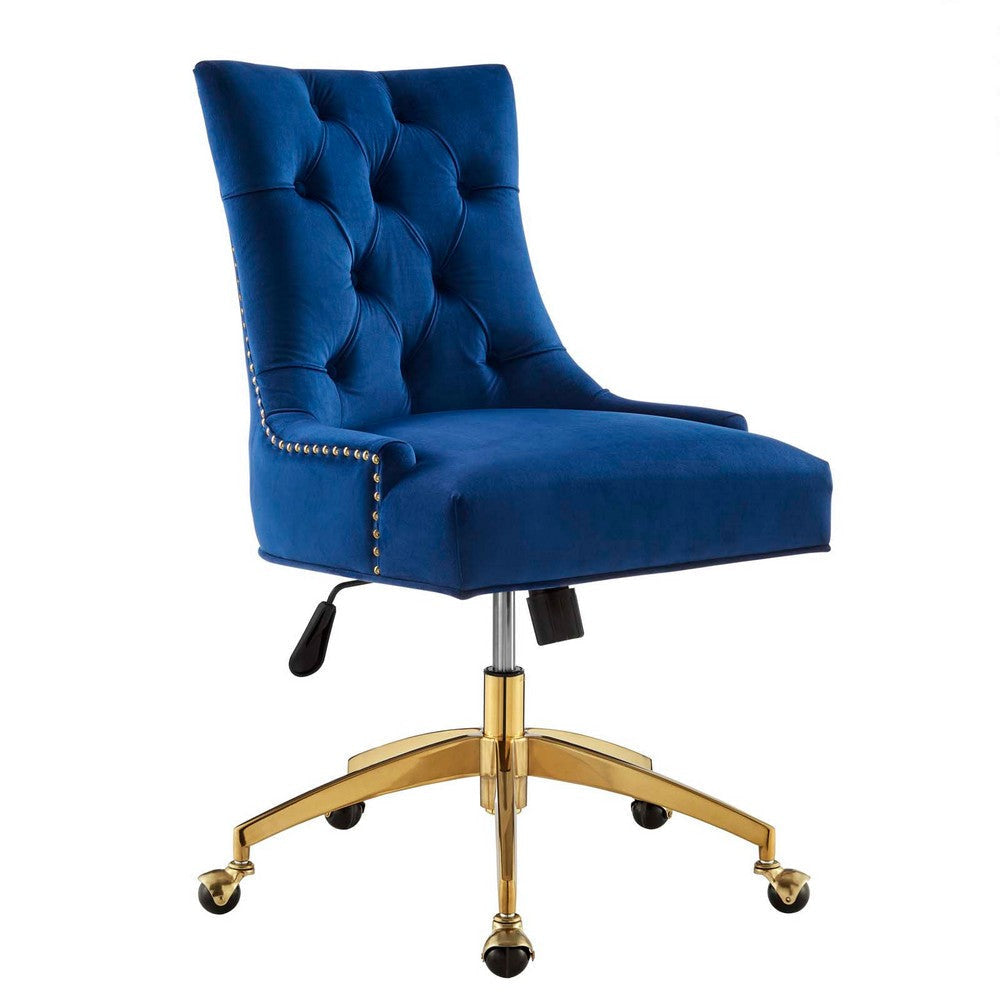 Modway Regent Tufted Performance Velvet Swivel Office Chair, Gold Navy