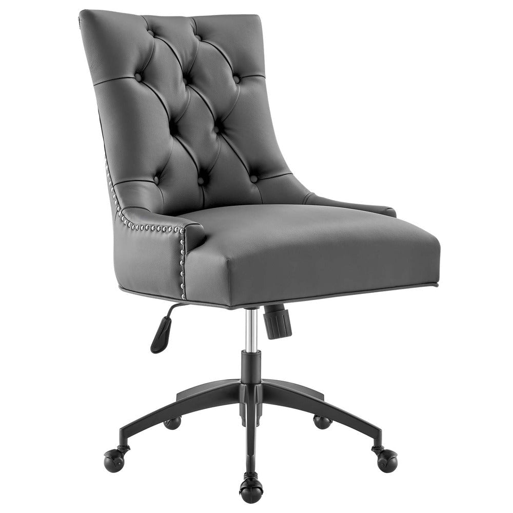 Modway Regent Tufted Vegan Leather Swivel Office Chair Black Gray MDY-EEI-4573-BLK-GRY