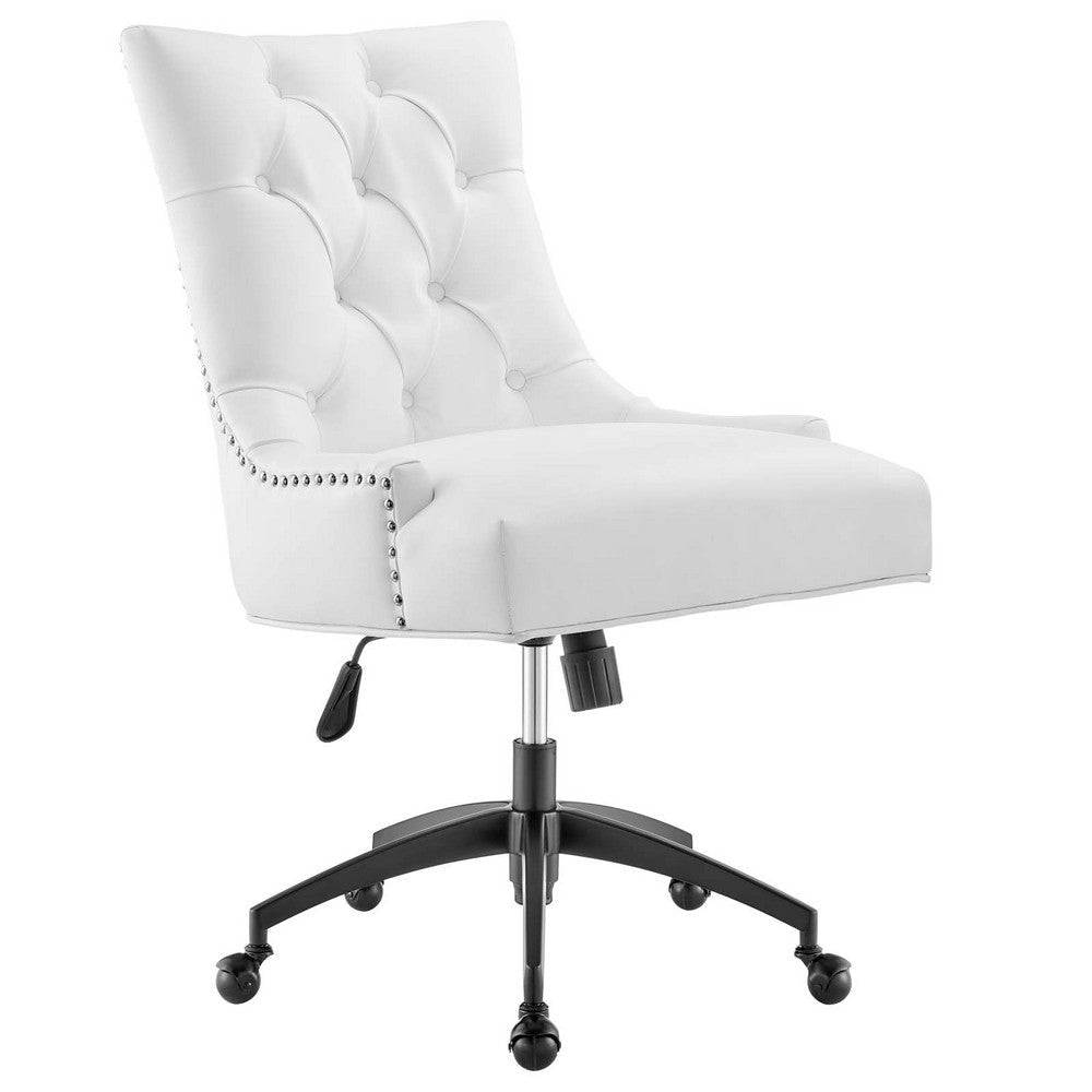 Modway Regent Tufted Vegan Leather Swivel Office Chair, Black White