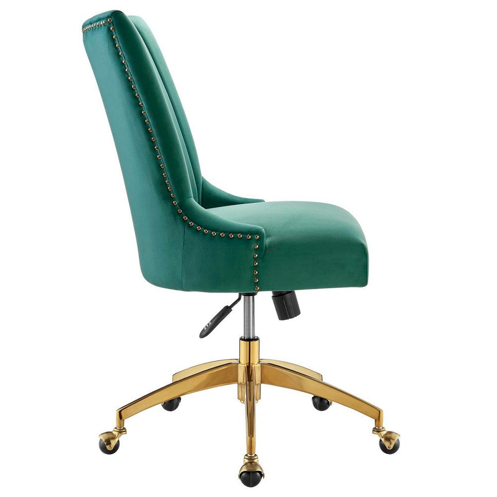 Modway Empower Channel Tufted Performance Velvet Office Chair Gold Teal MDY-EEI-4575-GLD-TEA