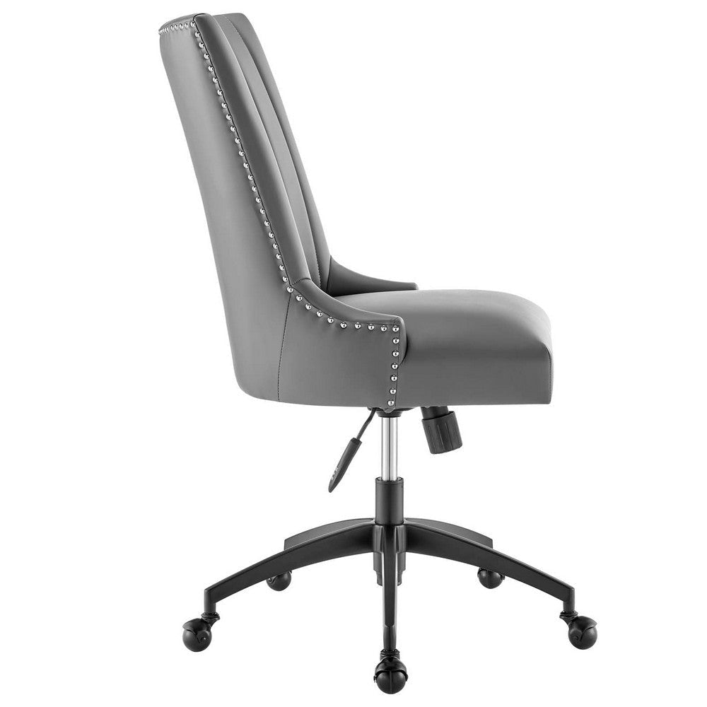 Modway Empower Channel Tufted Vegan Leather Office Chair Black Gray MDY-EEI-4577-BLK-GRY